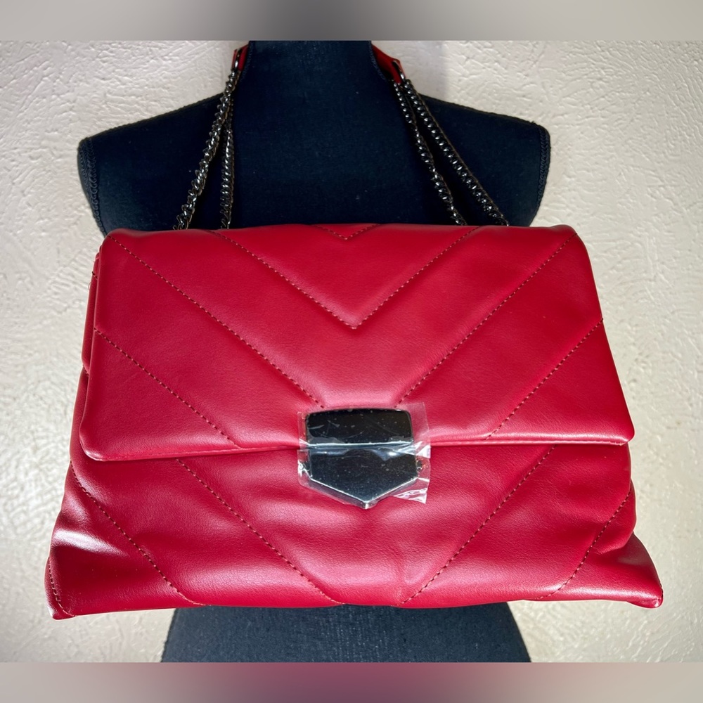 Red Chevron "Leather" Purse